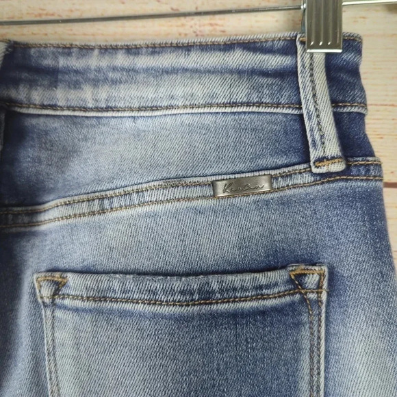 Kancan Women's Size 7/27 Kaly Highrise Slim St Leg Distressed Blue Stretchy Jean - Picture 10 of 14
